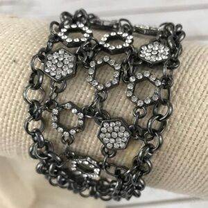 Rhinestone & Black Geometric Bracelet
